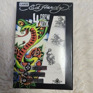 Ed Hardy 4-Pack Men's Size Large Logo Shirt Tanks Black/Gray/White New